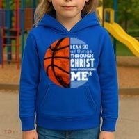 Basketball Faith All Things Through Christ Kids Hoodie thumb 3