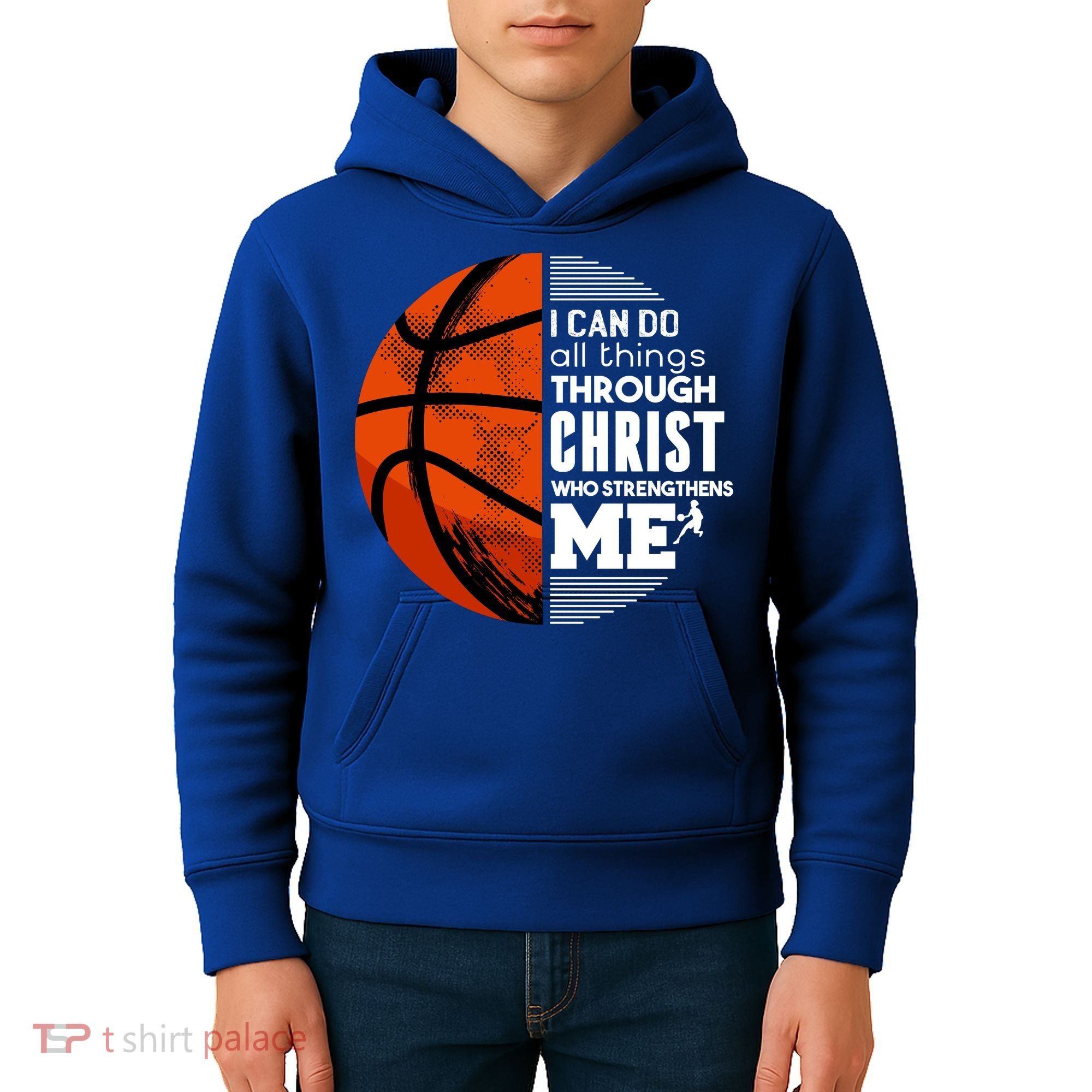 Basketball Faith All Things Through Christ Kids Hoodie