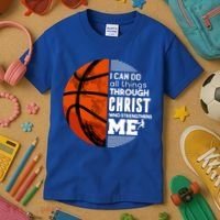Basketball Faith All Things Through Christ Kids T-Shirt thumb 3