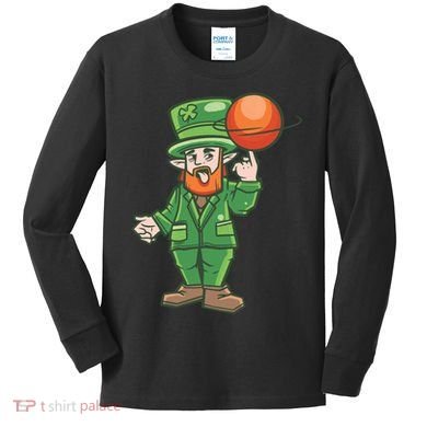 Basketball Leprechaun Kids Long Sleeve Shirt