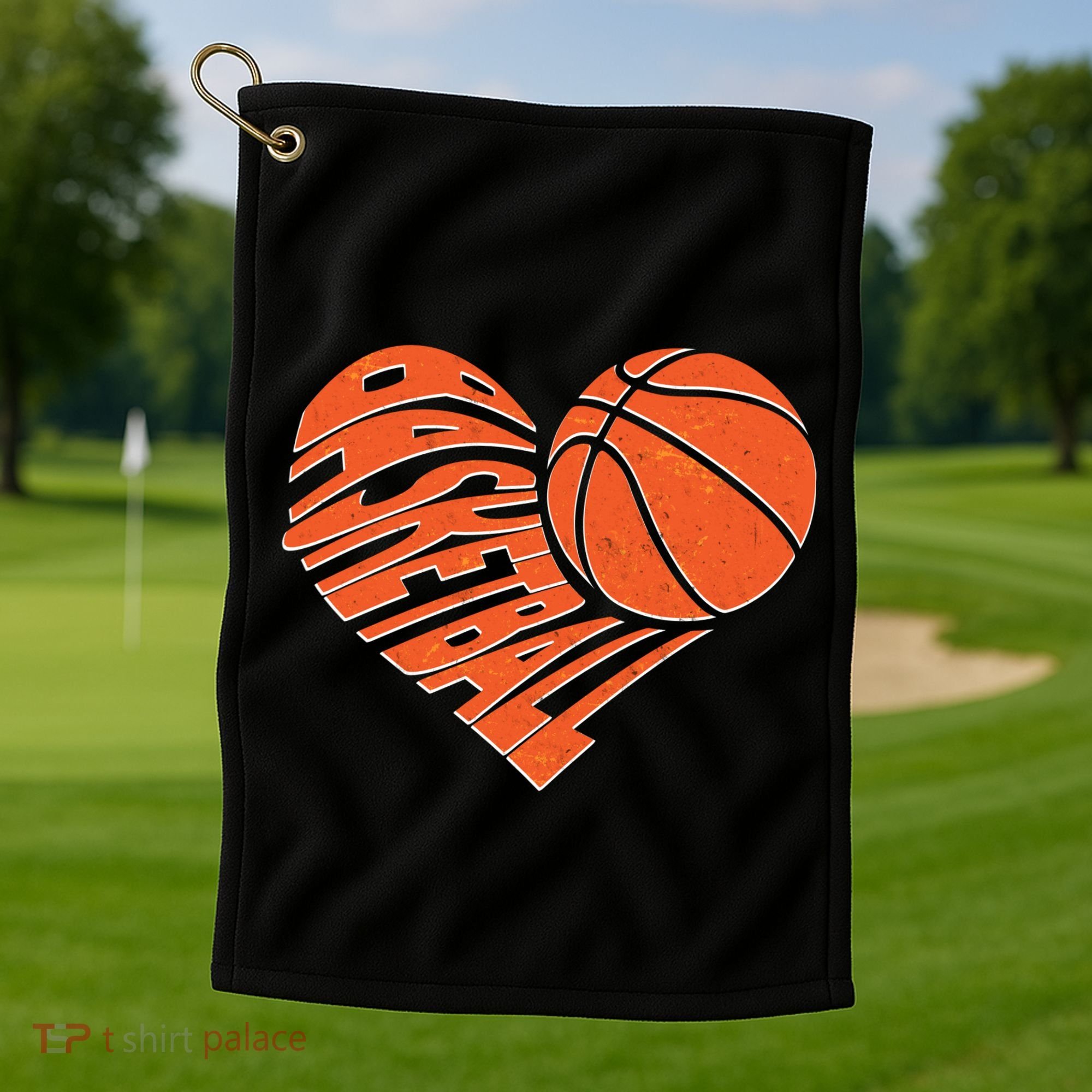 Basketball Love Heart Golf Towel