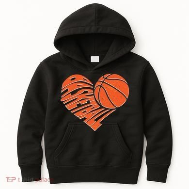 Basketball Love Heart Kids Hoodie