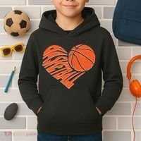 Basketball Love Heart Kids Hoodie thumb 2