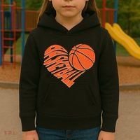 Basketball Love Heart Kids Hoodie thumb 3