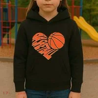 Basketball Love Heart Kids Hoodie thumb 3