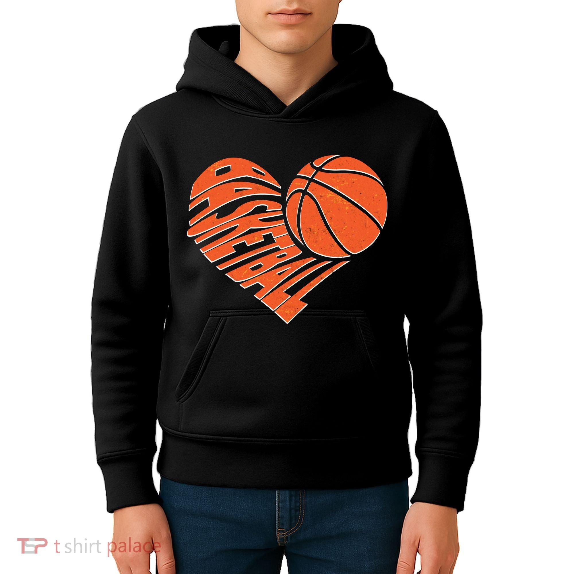 Basketball Love Heart Kids Hoodie