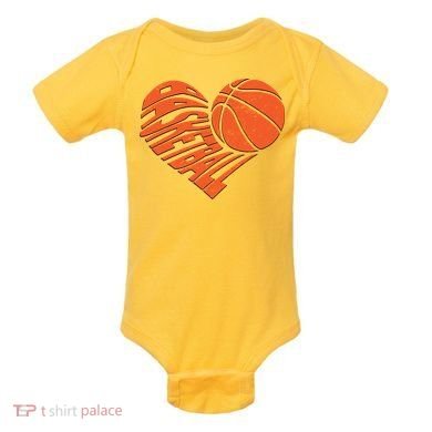 Basketball Love Heart Baby Bodysuit