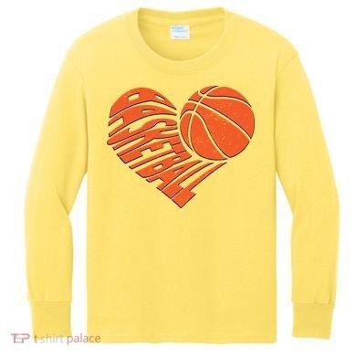 Basketball Love Heart Kids Long Sleeve Shirt