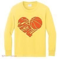 Basketball Love Heart Kids Long Sleeve Shirt thumb 0
