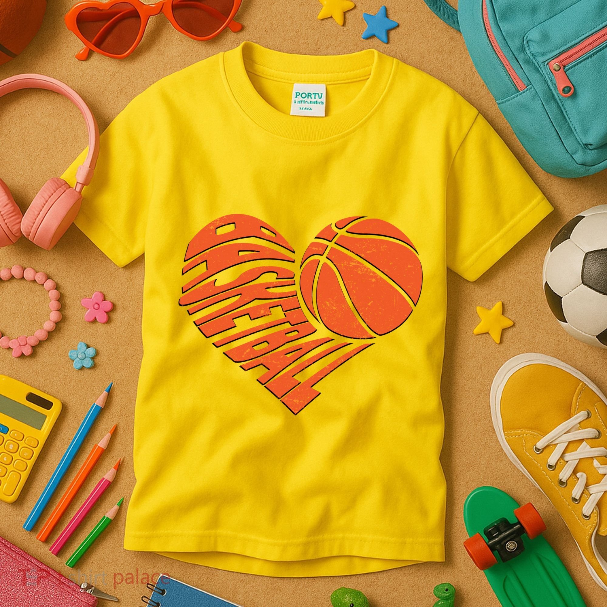 Basketball Love Heart Kids T-Shirt