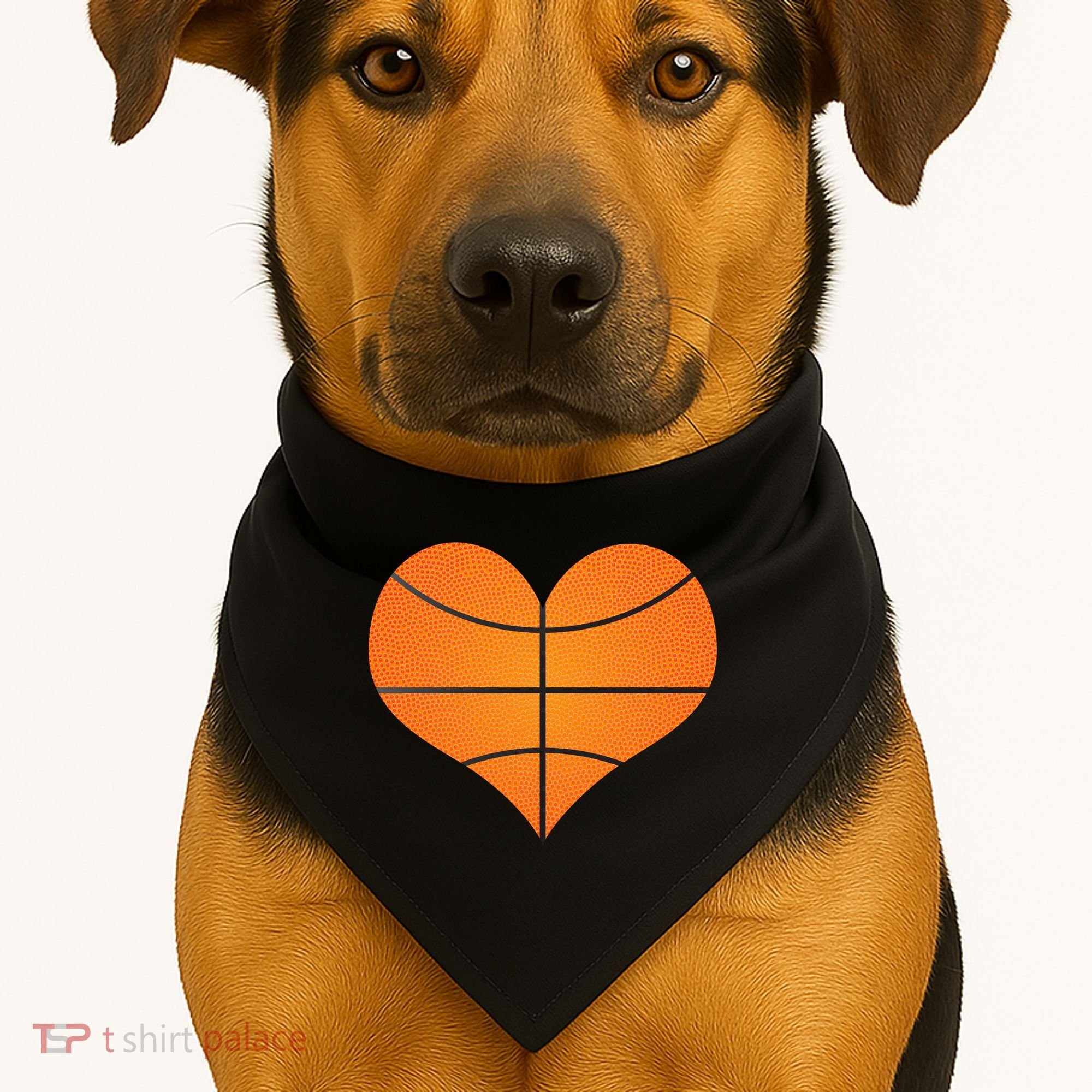 Basketball Shaped Heart USA-Made Doggie Bandana