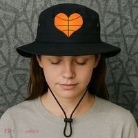 Basketball Shaped Heart Bucket Hat thumb 3