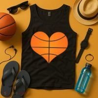 Basketball Shaped Heart Tank Top thumb 4