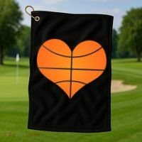 Basketball Shaped Heart Golf Towel thumb 1