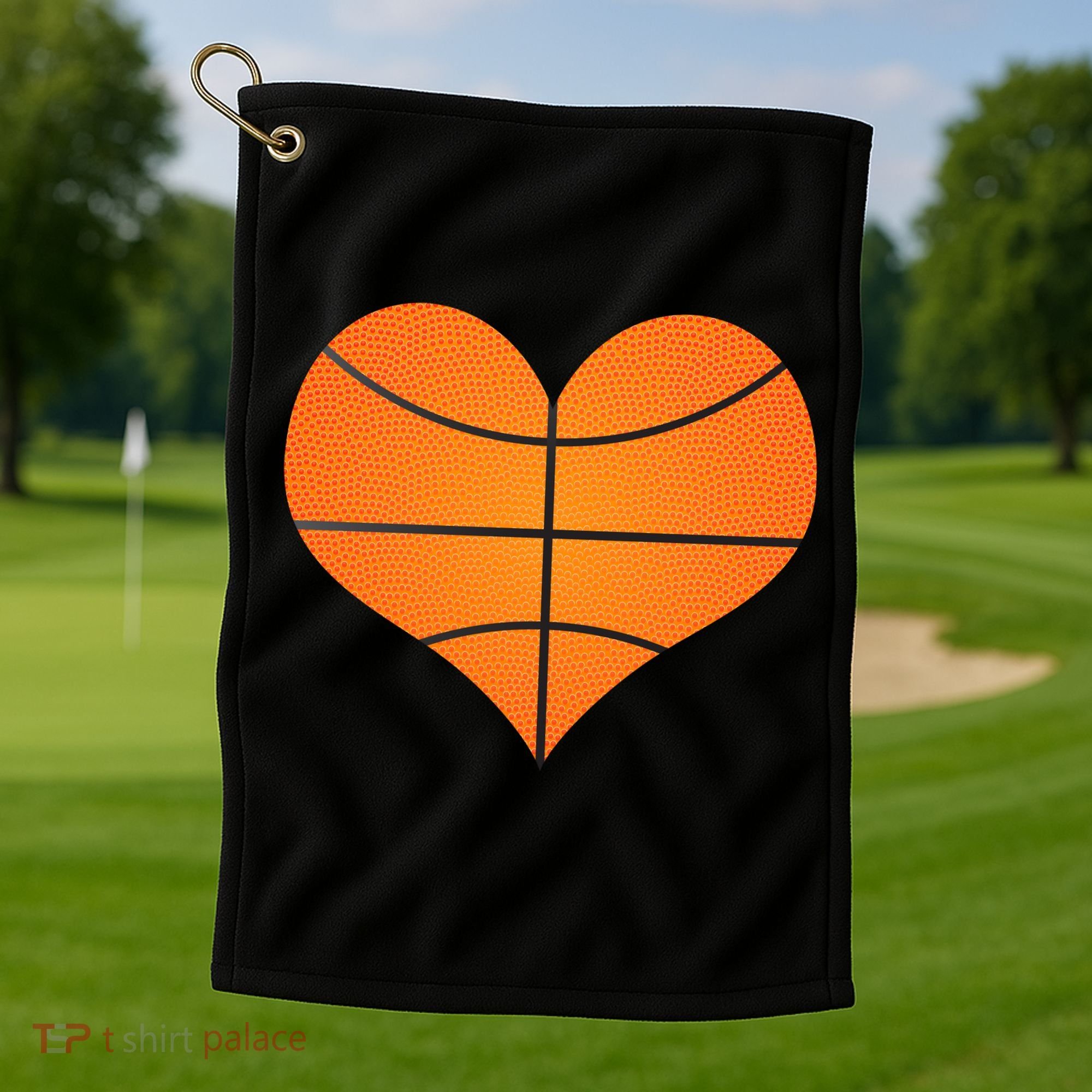 Basketball Shaped Heart Golf Towel