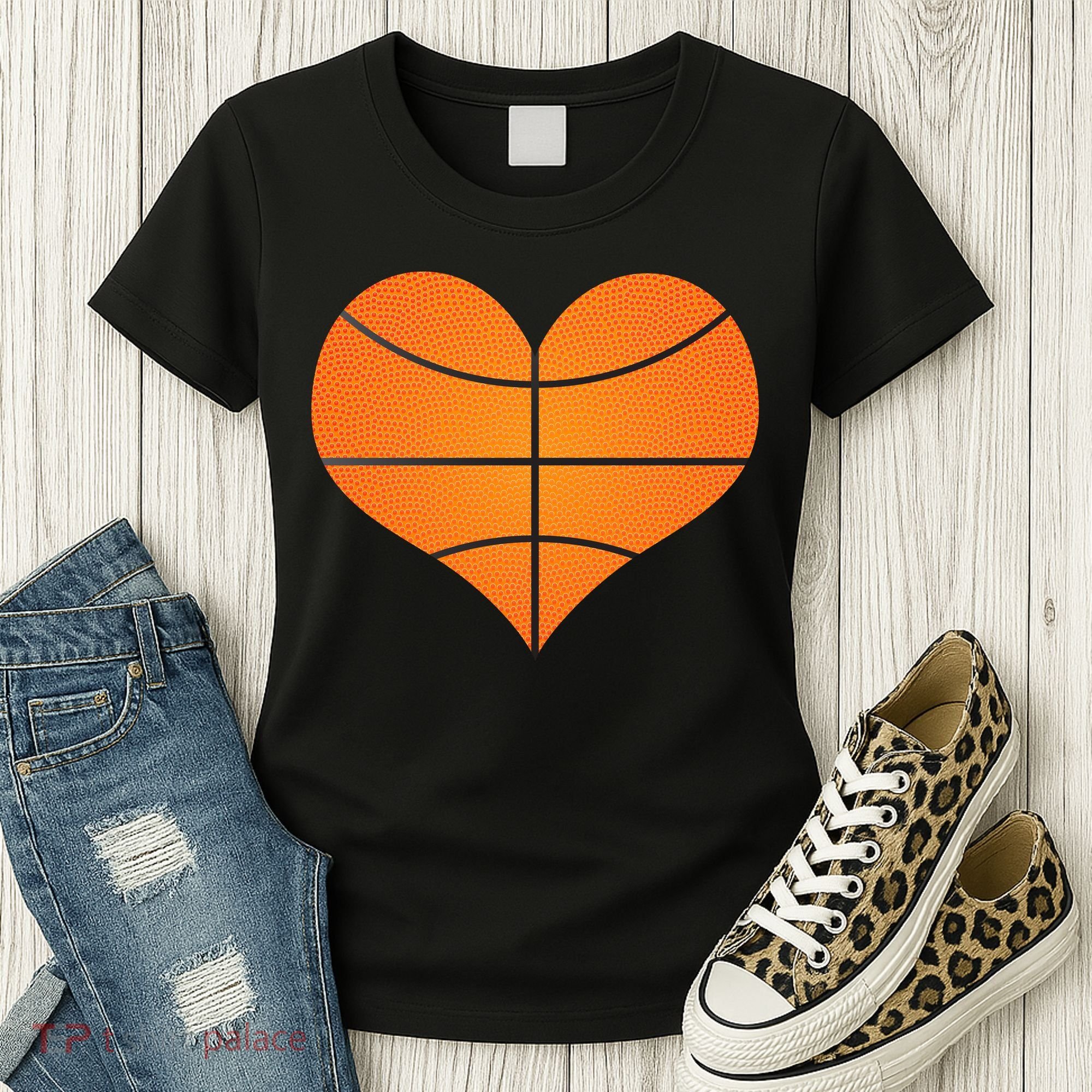 Basketball Shaped Heart Women's T-Shirt