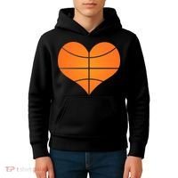 Basketball Shaped Heart Kids Hoodie thumb 4