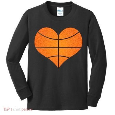 Basketball Shaped Heart Kids Long Sleeve Shirt