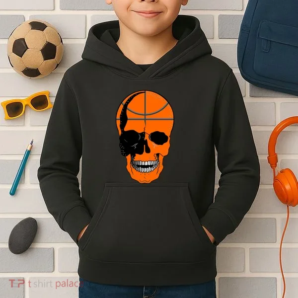 Basketball Skeleton Bone Skull Kids Hoodie