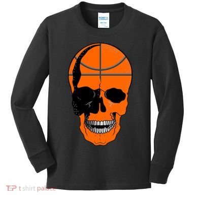 Basketball Skeleton Bone Skull Kids Long Sleeve Shirt
