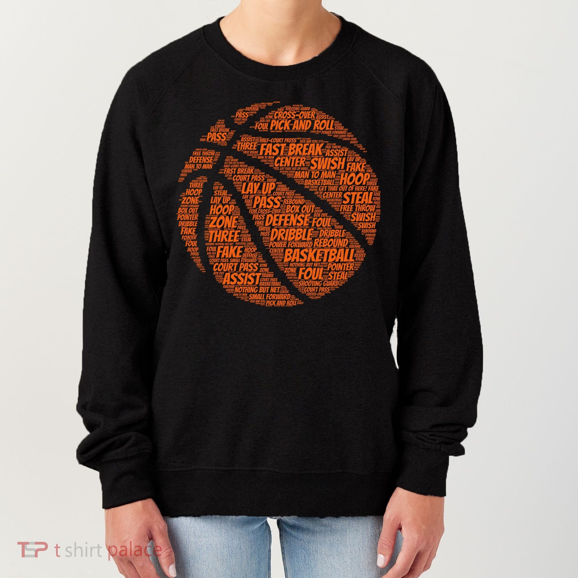 Basketball Word Text Art Women's Sweatshirt