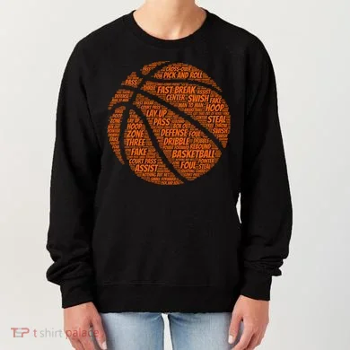 Basketball Word Text Art Women's Sweatshirt