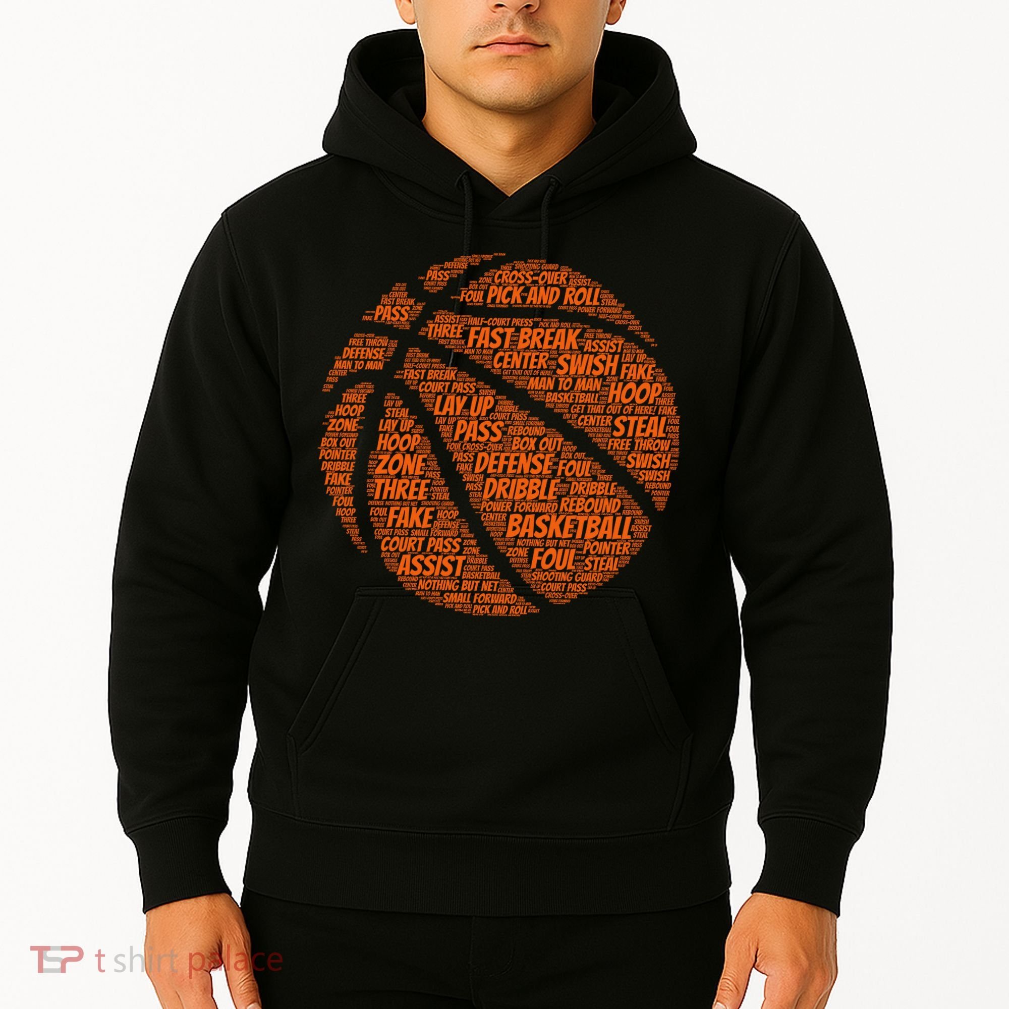 Basketball Word Text Art Hoodie
