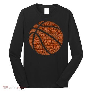 Basketball Word Text Art Long Sleeve Shirt