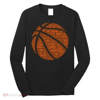 Basketball Word Text Art Long Sleeve Shirt
