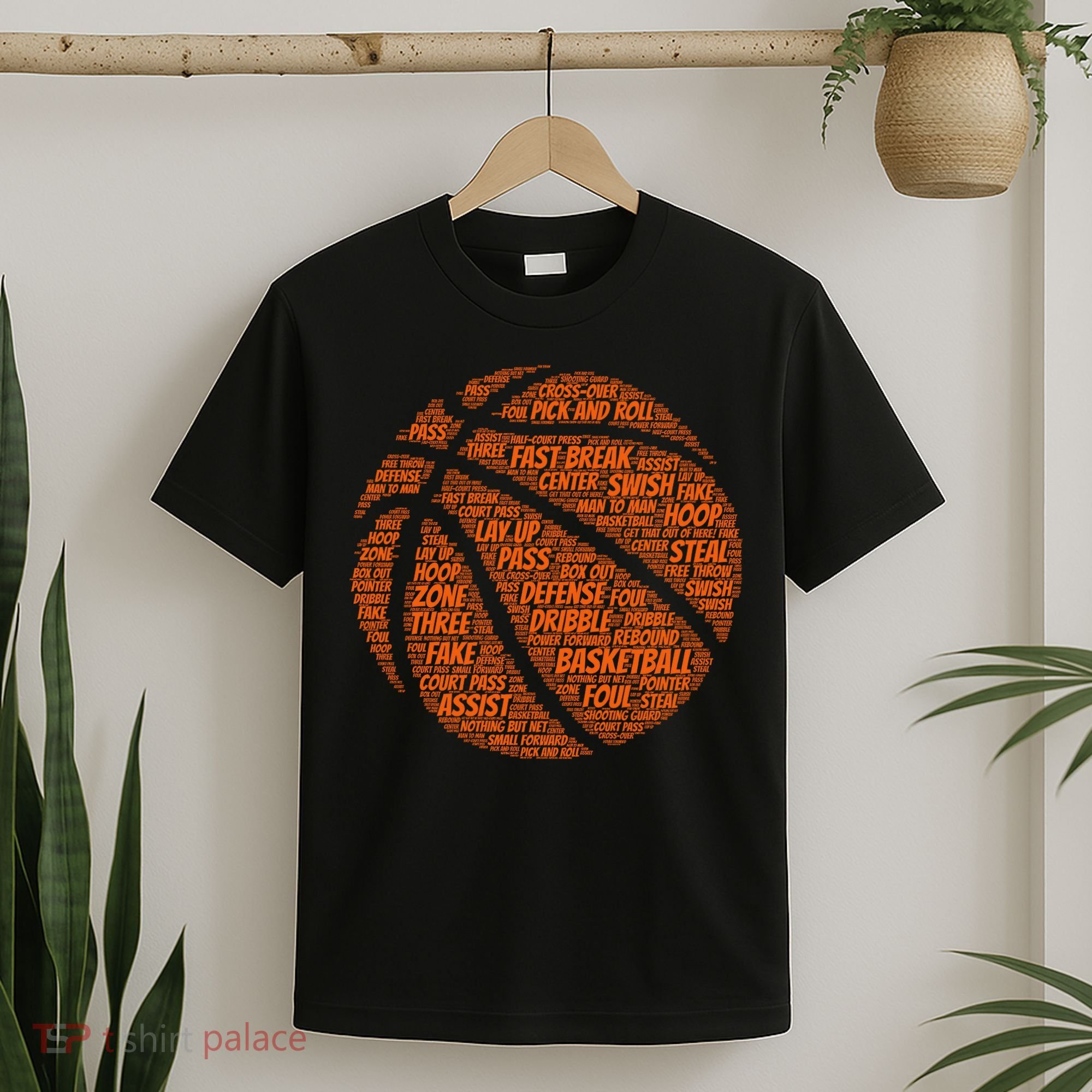 Basketball Word Text Art T-Shirt