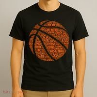 Basketball Word Text Art T-Shirt thumb 3