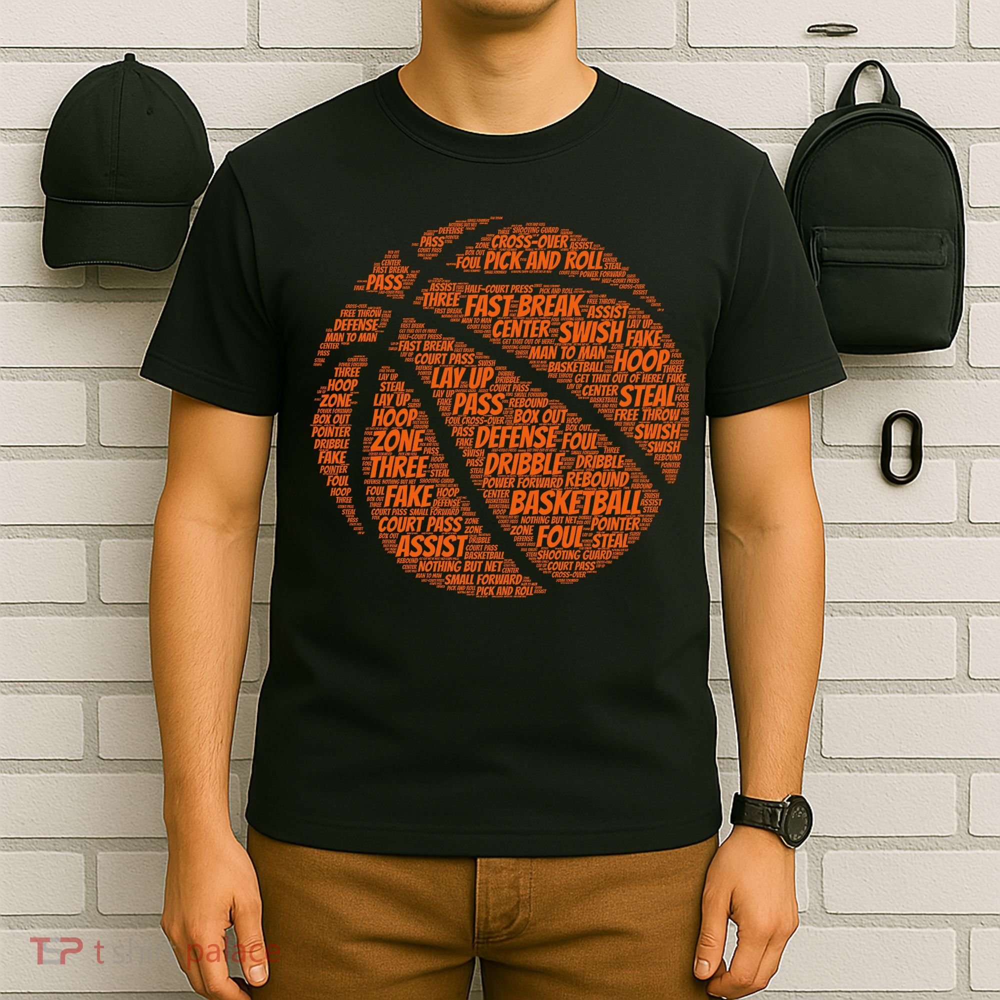 Basketball Word Text Art T-Shirt