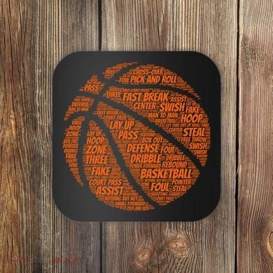 Basketball Word Text Art Coaster