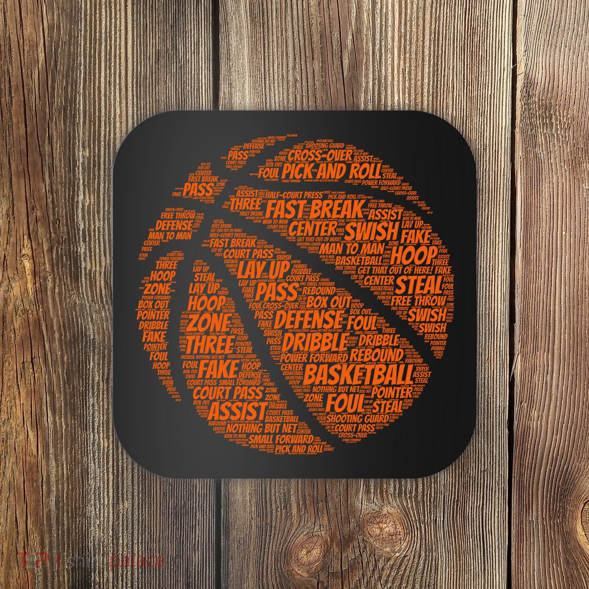 Basketball Word Text Art Coaster