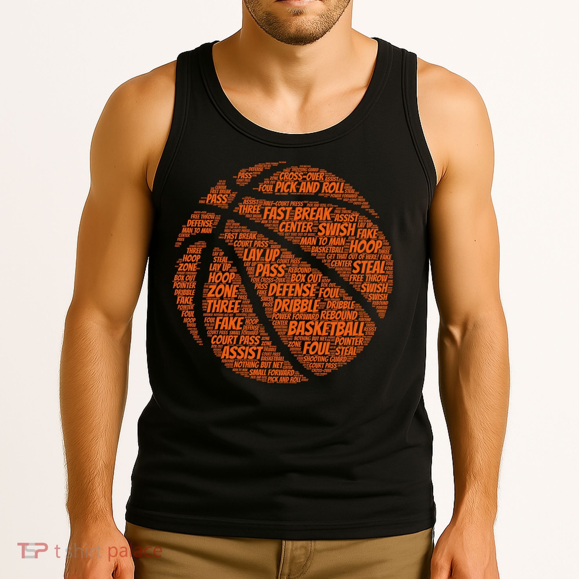 Basketball Word Text Art Tank Top