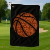Basketball Word Text Art Golf Towel thumb 1