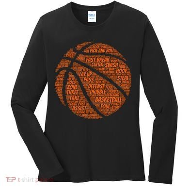 Basketball Word Text Art Women's Long Sleeve Shirt