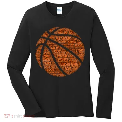 Basketball Word Text Art Women's Long Sleeve Shirt