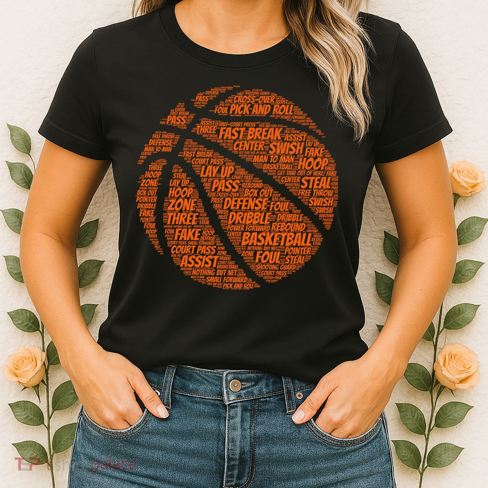 Basketball Word Text Art Women's T-Shirt