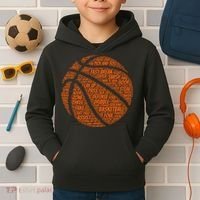 Basketball Word Text Art Kids Hoodie thumb 2