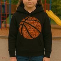 Basketball Word Text Art Kids Hoodie thumb 3