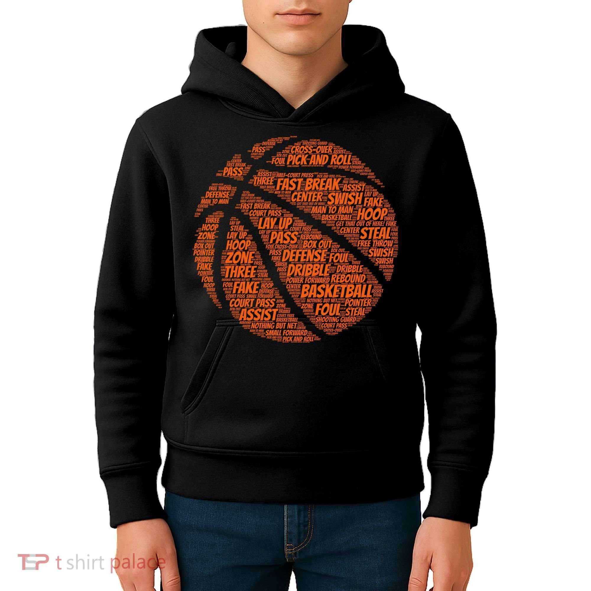 Basketball Word Text Art Kids Hoodie