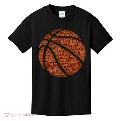 Basketball Word Text Art Kids T-Shirt