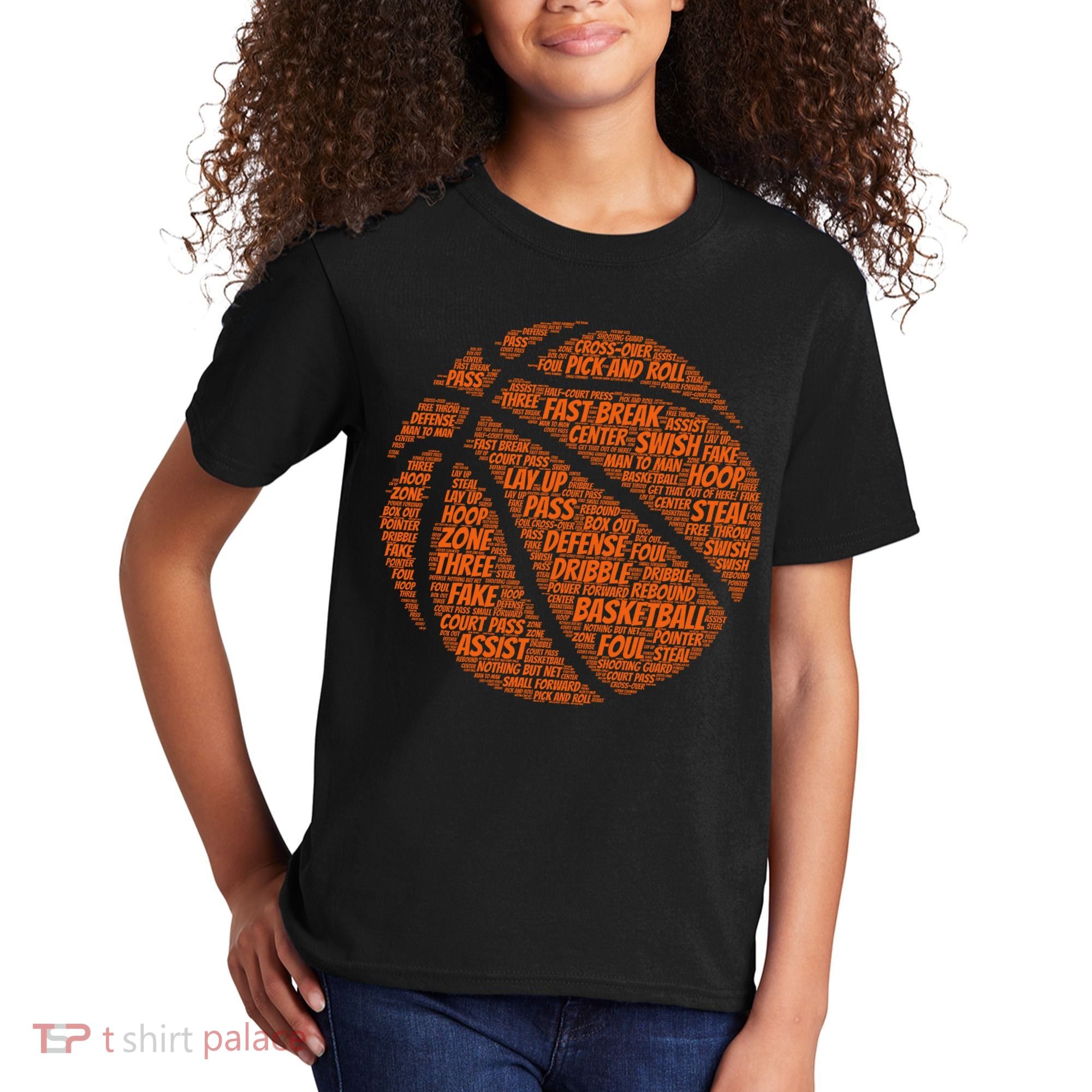 Basketball Word Text Art Kids T-Shirt