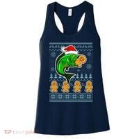 Bass Fish Eating Gingerbread Man Ugly Christmas Fishing Women's Tank Top thumb 0
