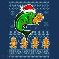 Bass Fish Eating Gingerbread Man Ugly Christmas Fishing Women's Tank Top thumb 5