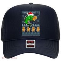 Bass Fish Eating Gingerbread Man Ugly Christmas Fishing Hat thumb 0