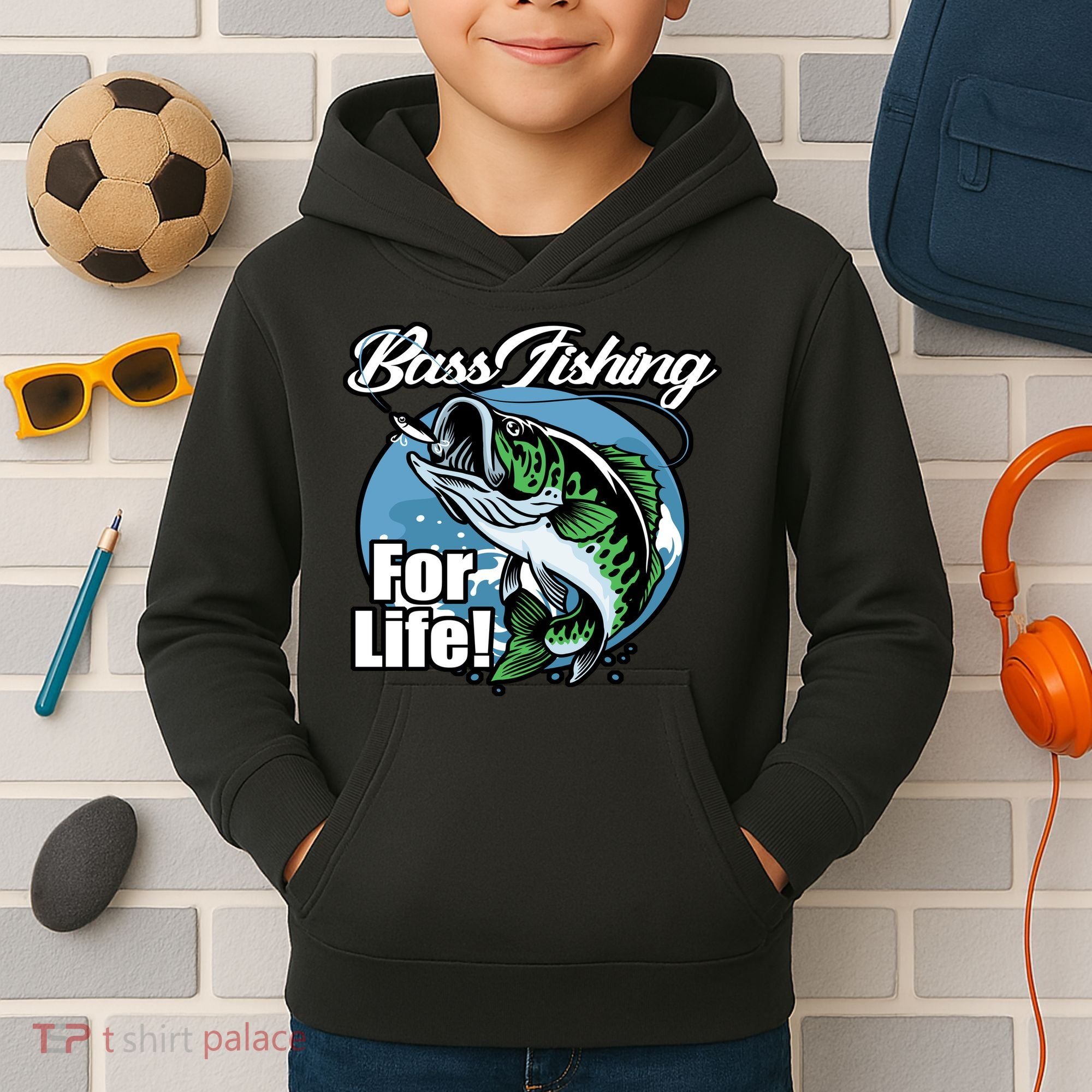 Bass Fishing For Life Kids Hoodie