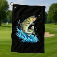 Bass Fishing Water Golf Towel thumb 1