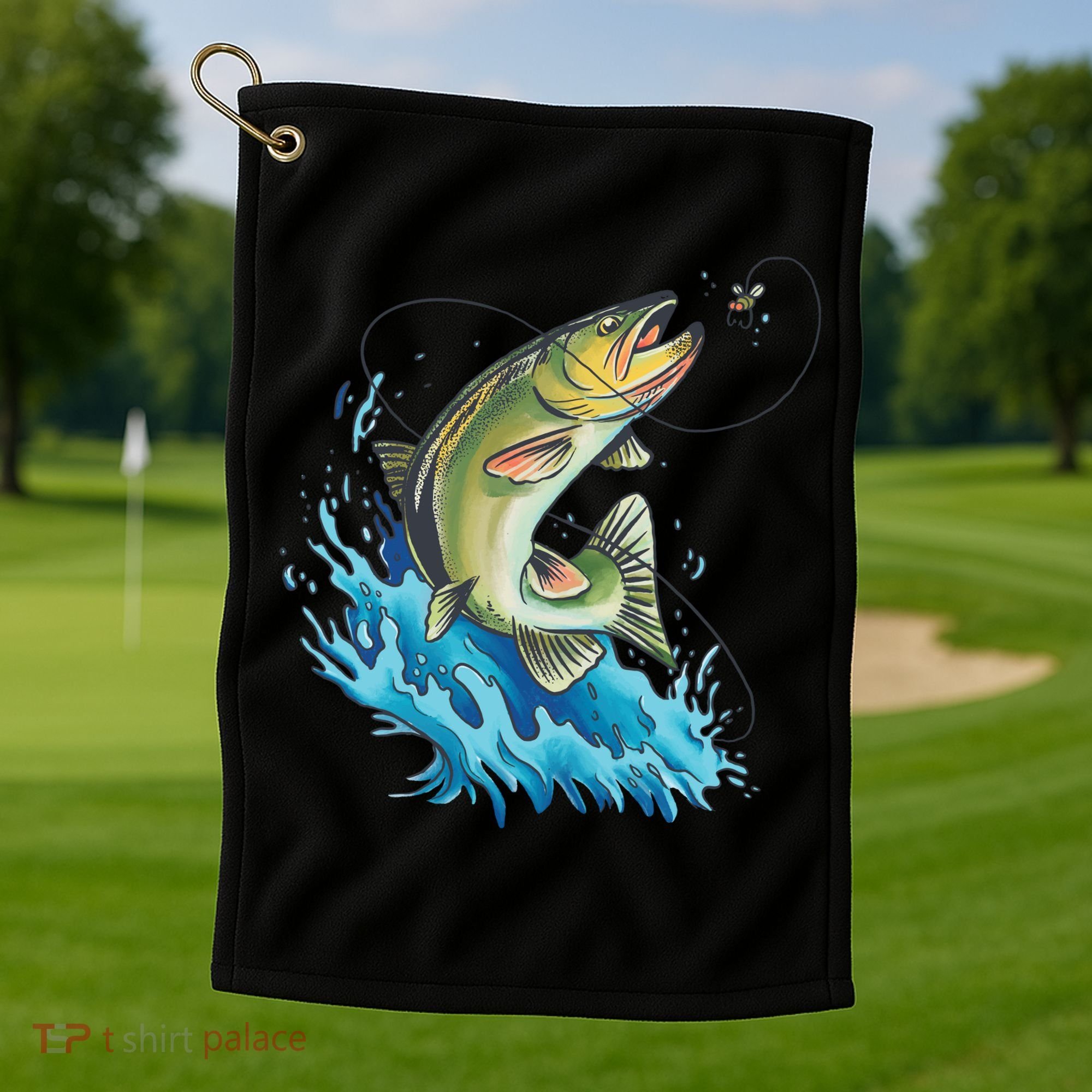 Bass Fishing Water Golf Towel